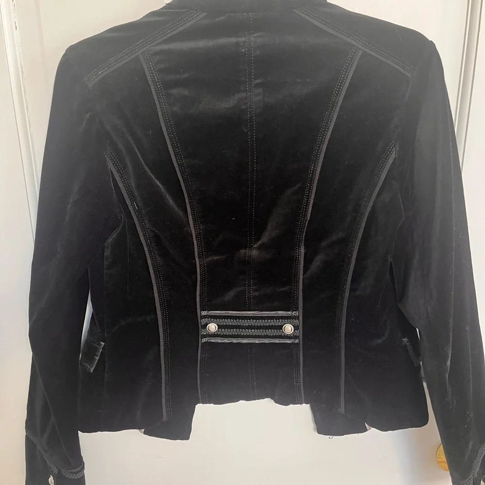 White House Black Market Black Velvet Military-Inspired Blazer - Picture 4 of 4